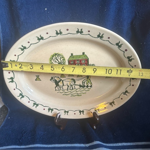 METLOX Poppytrail Homestead Provincial Oval Serving Platter 13”Plow Horse Scene - Picture 4 of 8